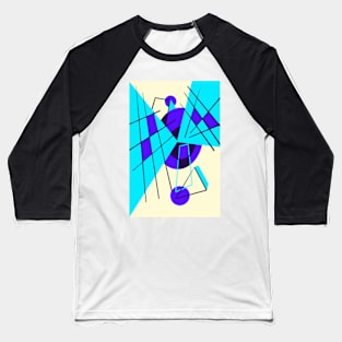 80s Retro Geometric Shapes Blue and Yellow Baseball T-Shirt